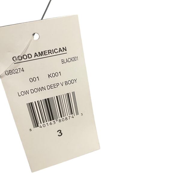 NWT Good American Low Down Deep V Bodysuit Black Long Sleeve Womens 3 / US Large - Picture 4 of 7